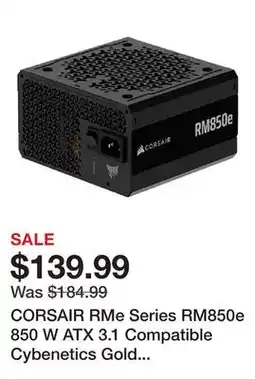 Newegg CORSAIR RMe Series RM850e 850 W ATX 3.1 Compatible Cybenetics Gold Full Modular Power Supply offer