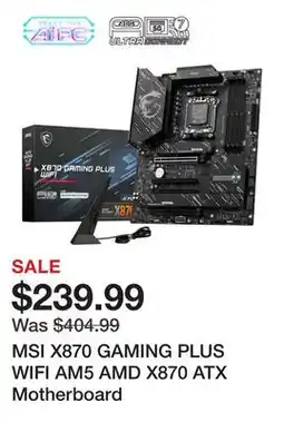 Newegg MSI X870 GAMING PLUS WIFI AM5 AMD X870 ATX Motherboard offer
