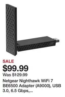 Newegg Netgear Nighthawk WiFi 7 BE6500 Adapter (A9000), USB 3.0, 6.5 Gbps, A9000-100PAS offer