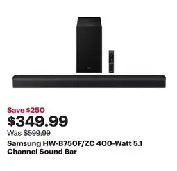 Best Buy Samsung HW-B750F/ZC 400-Watt 5.1 Channel Sound Bar offer