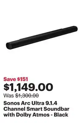 Best Buy Sonos Arc Ultra 9.1.4 Channel Smart Soundbar with Dolby Atmos - Black offer