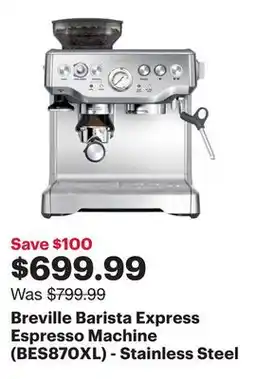 Best Buy Breville Barista Express Espresso Machine (BES870XL) - Stainless Steel offer