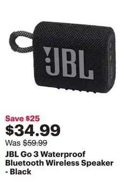 Best Buy JBL Go 3 Waterproof Bluetooth Wireless Speaker - Black offer
