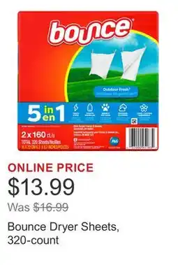 Costco Bounce Dryer Sheets, 320-count offer