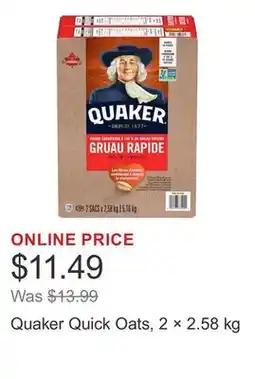 Costco Quaker Quick Oats, 2 × 2.58 kg offer