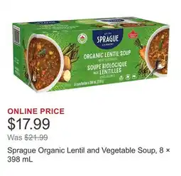 Costco Sprague Organic Lentil and Vegetable Soup, 8 × 398 mL offer