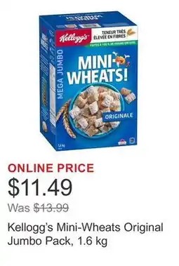 Costco Kellogg's Mini-Wheats Original Jumbo Pack, 1.6 kg offer