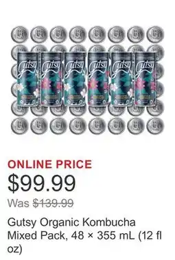 Costco Gutsy Organic Kombucha Mixed Pack, 48 × 355 mL (12 fl oz) offer