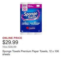 Costco Sponge Towels Premium Paper Towels, 12 x 106 sheets offer
