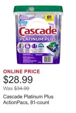 Costco Cascade Platinum Plus ActionPacs, 81-count offer