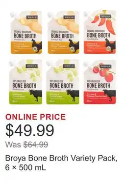 Costco Broya Bone Broth Variety Pack, 6 × 500 mL offer