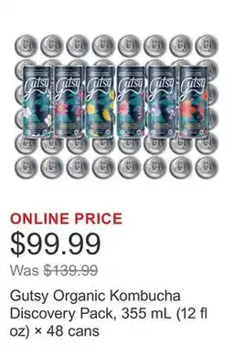 Costco Gutsy Organic Kombucha Discovery Pack, 355 mL (12 fl oz) × 48 cans offer
