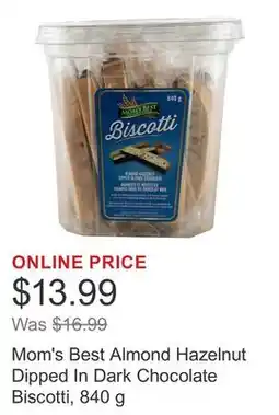 Costco Mom's Best Almond Hazelnut Dipped In Dark Chocolate Biscotti, 840 g offer