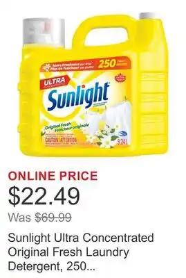 Costco Sunlight Ultra Concentrated Original Fresh Laundry Detergent, 250 Loads offer