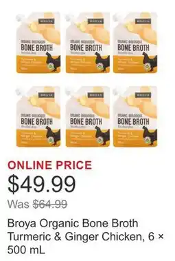 Costco Broya Organic Bone Broth Turmeric & Ginger Chicken, 6 × 500 mL offer