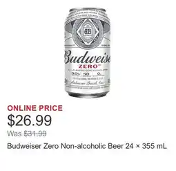Costco Budweiser Zero Non-alcoholic Beer 24 × 355 mL offer
