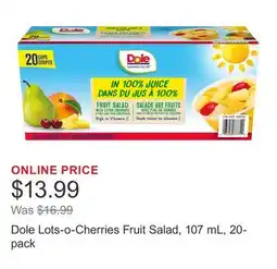 Costco Dole Lots-o-Cherries Fruit Salad, 107 mL, 20-pack offer