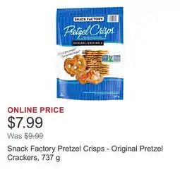 Costco Snack Factory Pretzel Crisps - Original Pretzel Crackers, 737 g offer