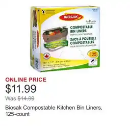 Costco Biosak Compostable Kitchen Bin Liners, 125-count offer