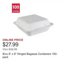 Costco iEco 8 x 8 Hinged Bagasse Containers 100-pack offer