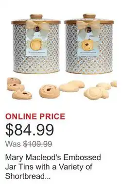 Costco Mary Macleod's Embossed Jar Tins with a Variety of Shortbread Cookies, 2 x 30 Cookies offer