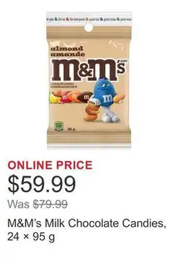 Costco M&M's Milk Chocolate Candies, 24 × 95 g offer