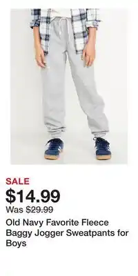 Old Navy Old Navy Favorite Fleece Baggy Jogger Sweatpants for Boys offer