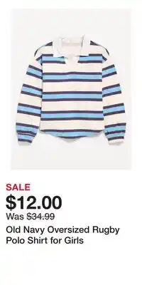 Old Navy Old Navy Oversized Rugby Polo Shirt for Girls offer