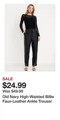 Old Navy Old Navy High-Waisted Billie Faux-Leather Ankle Trouser offer