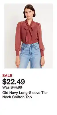 Old Navy Old Navy Long-Sleeve Tie-Neck Chiffon Top offer