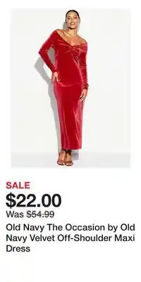 Old Navy Old Navy The Occasion by Old Navy Velvet Off-Shoulder Maxi Dress offer