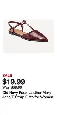 Old Navy Old Navy Faux-Leather Mary Jane T-Strap Flats for Women offer