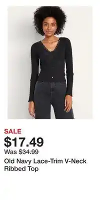Old Navy Old Navy Lace-Trim V-Neck Ribbed Top offer