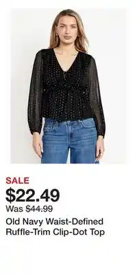 Old Navy Old Navy Waist-Defined Ruffle-Trim Clip-Dot Top offer