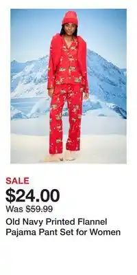 Old Navy Old Navy Printed Flannel Pajama Pant Set for Women offer