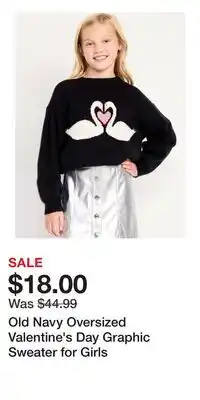 Old Navy Old Navy Oversized Valentine's Day Graphic Sweater for Girls offer