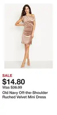 Old Navy Old Navy Off-the-Shoulder Ruched Velvet Mini Dress offer