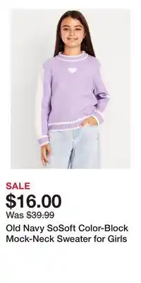 Old Navy Old Navy SoSoft Color-Block Mock-Neck Sweater for Girls offer