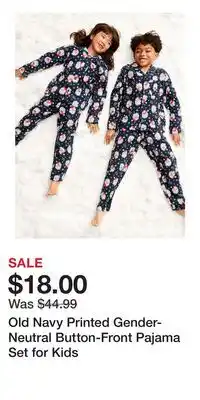 Old Navy Old Navy Printed Gender-Neutral Button-Front Pajama Set for Kids offer