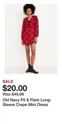 Old Navy Old Navy Fit & Flare Long-Sleeve Crepe Mini Dress offer