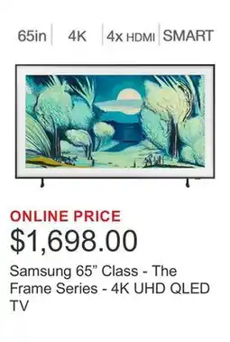 Costco Samsung 65 Class - The Frame Series - 4K UHD QLED TV offer