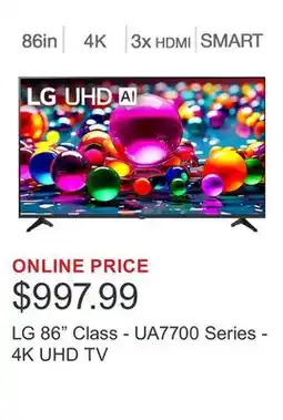Costco LG 86 Class - UA7700 Series - 4K UHD TV offer