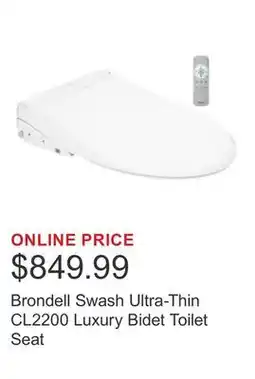 Costco Brondell Swash Ultra-Thin CL2200 Luxury Bidet Toilet Seat offer