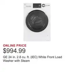 Costco GE 24 in. 2.8 cu. ft. (IEC) White Front Load Washer with Steam offer
