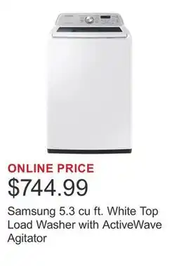 Costco Samsung 5.3 cu ft. White Top Load Washer with ActiveWave Agitator offer