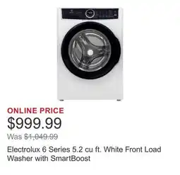 Costco Electrolux 6 Series 5.2 cu ft. White Front Load Washer with SmartBoost offer
