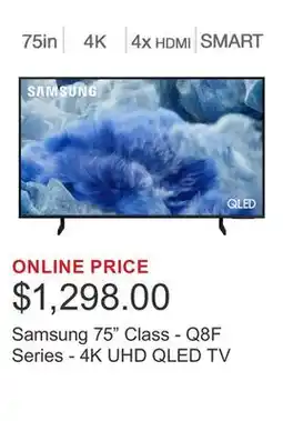 Costco Samsung 75 Class - Q8F Series - 4K UHD QLED TV offer