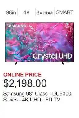 Costco Samsung 98 Class - DU9000 Series - 4K UHD LED TV offer