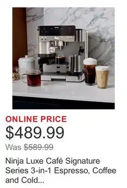 Costco Ninja Luxe Café Signature Series 3-in-1 Espresso, Coffee and Cold Brew Machine offer