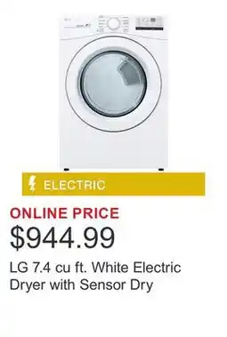 Costco LG 7.4 cu ft. White Electric Dryer with Sensor Dry offer